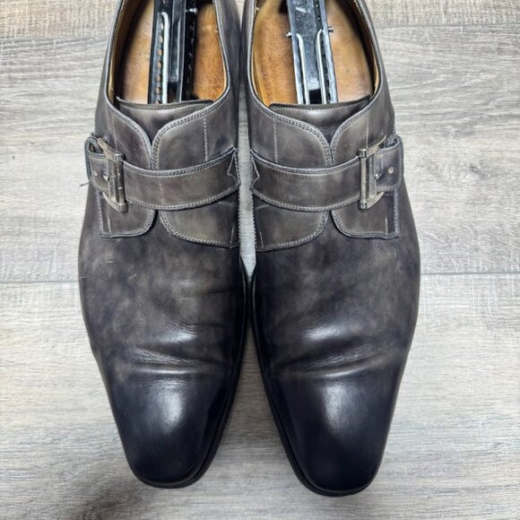Magnanni Marco Catalux Grey Leather Single Monk Strap Dress Shoes Men's Size 14 - Picture 2 of 8